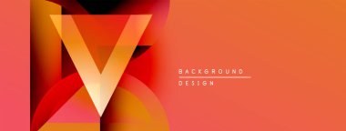 Soyut tasarım özellikleri katmanlı şekiller, sıcak renkler, gradyan etkisi. Çeşitli projeler için modern arkaplan.