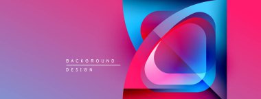 Soyut gradyan şekiller çakışıyor ve canlı bir görsel etki yaratıyor. Modern tasarım elementleri dinamik bileşimi önerir.