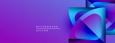 Soyut mor arkaplan tasarımı. Üst üste binen şekiller modern görsel efektler yaratır. Gradyan renkler derinlik, doku ekler.