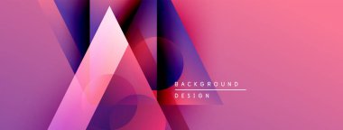 Soyut geometrik şekiller, pembe mor gradyanlar. Modern tasarım elementleri dinamik görsel etki yaratır. Arkaplan yenilik ve teknoloji öneriyor.