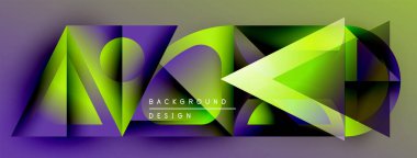 Soyut geometrik şekiller, canlı renkler, dinamik bileşim. Gradyanlı modern tasarım ögesi, mevcut metin örtüsü.