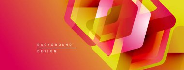 Soyut geometrik şekiller örtüşüyor, canlı renk eğimleri yaratıyor. Sıcak tonlar tasarıma hükmediyor, enerji ve dinamizmi akla getiriyor..