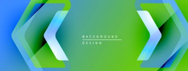 Soyut eğim arkaplanı. Mavi, yeşil renkler dinamik ok şekilleri yaratır. Sancaklar ve sunumlar için modern tasarım ögesi.