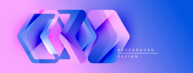 Soyut geometrik şekiller örtüşüyor, canlı mor, mavi bir eğim yaratıyor. Arkaplan ve sunumlar için modern tasarım ögesi.