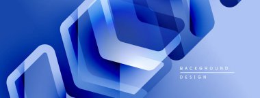 Soyut mavi geometrik şekiller dinamik arkaplan oluşturur. Modern tasarım parlak dokular, gradyanlar, parlak çizgiler içerir..
