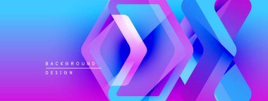 Soyut geometrik şekiller örtüşüyor, parlak mavi ve mor renkler yaratıyor. Arkaplan ve sunumlar için uygun modern tasarım.