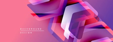 Soyut geometrik şekiller örtüşüyor, canlı pembe, mor renkler yaratıyor. Modern tasarım elementleri dinamik görsel deneyim önerir.