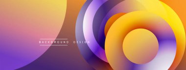 Soyut gradyan şekiller çakışıyor, dinamik görsel etki yaratıyor. Sıcak renkler serin tonlara karışır. Modern tasarım ögesi.