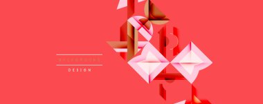 Soyut geometrik şekiller, pembeler, kırmızılar kompozisyona hakim. Modern tasarım elementleri dinamik görsel doku oluşturur. Arkaplan dijital sanatı öneriyor.