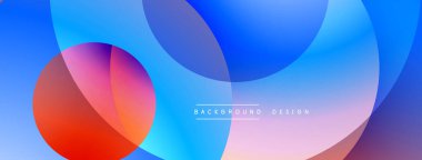 Soyut sıvı şekilleri örtüşür, parlak mavi, pembe ve turuncu renkler yaratır. Arkaplan ve sunumlar için modern tasarım ögesi.