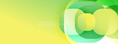 Soyut yeşil sarı eğim. Üst üste binen daireler modern tasarım yaratır. Düz geçişler, canlı renkler, basit kompozisyon.