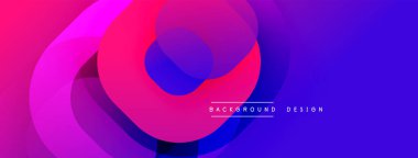 Soyut, canlı katmanlar akışkan şekiller yaratır. Gradyan renkler harmanlanarak modern tasarım ögesi oluşturur. Mor, pembe, mavi renkler kompozisyona hakim..