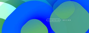 Üstüste binen şeffaf daireler içeren soyut bir kompozisyon. Mavi, yeşil renkler tasarıma hakim, dinamik görsel efekt yaratıyor. Mevcut en küçük metin.