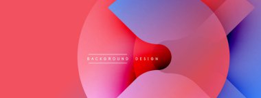 Soyut geometrik şekiller canlı pembeleri, mavileri harmanlıyor. Renkler dinamik tünel etkisi yaratır. Minimalist tasarım metin örtüsü içerir.