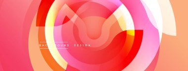 Soyut dairesel katmanlar canlı bir değişim etkisi yaratır. Sıcak renkler kompozisyona hükmediyor, enerji ve hareket izlenimi veriyor. Modern tasarım ögesi.