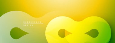 Soyut sarı, yeşil gradyanlar. Üst üste binen şekiller modern tasarım yaratır. Dijital projeler için minimalist arkaplan.