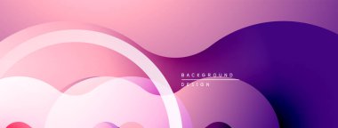 Soyut gradyan şekiller akıcı dinamik bileşim yaratır. Yumuşak pembeler, morlar pürüzsüz harmanlanır. Modern tasarım ögesi.