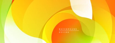 Soyut arkaplan özellikleri üst üste binen şeffaf şekiller. Sıcak renkler baskın gelir, dinamik görsel akış yaratır. Yumuşak gradyanlar modern estetik sunar.