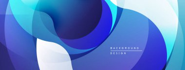 Soyut mavi katmanlar akışkan şekiller yaratır. Renkler derinliği, hareketi ve modern tasarım estetiğini gösteriyor. Minimalist kompozisyon.