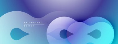 Soyut akış şekilleri dinamik gradyan arkaplan oluşturur. Yumuşak maviler, morlar pürüzsüzce harmanlanır, modern estetik sunar.