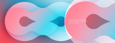Soyut sıvı şekilleri, pembeler, maviler dinamik bileşim oluşturur. Gradyan renkler pürüzsüzce harmanlanır, modern tasarım ögesi.