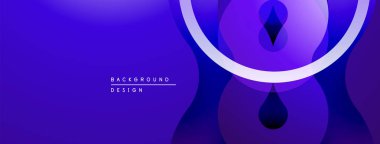 Soyut mor arkaplan. Üst üste binen şekiller dinamik görsel efekt yaratır. Dijital projeler için uygun minimalist tasarım.
