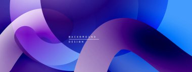 Soyut sıvı şekiller, canlı mor, mavi renkler. Modern tasarım, pürüzsüz eğimler dinamik kompozisyon yaratır. Arkaplan ögesi.