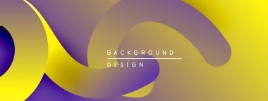 Soyut sıvı şekilleri, sarı mor gradyan. Arka planlar ve sunumlar için modern tasarım öğesi. Minimalist estetik.
