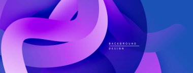 Soyut sıvı şekiller, canlı mor renkler derin maviler ile harmanlanır. Modern tasarım hareketi, enerjiyi, görsel cazibeyi çağrıştırıyor.