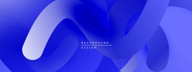 Soyut akışkan şekiller, mavi eğimler, modern tasarım. Düz eğriler, dinamik görsel akış yaratır. Minimalist estetik.