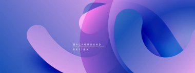 Soyut sıvı şekilleri, canlı mor, mavi gradyanlar. Modern tasarım, pürüzsüz geçişler, zarif bir zemin. Minimalist estetik.