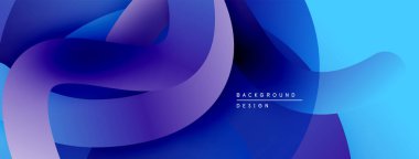 Soyut akışkan şekiller, canlı maviler, morlar dinamik bir zemin oluşturur. Modern tasarım, pürüzsüz gradyanlar görsel cazibe sunar.