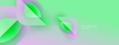 Soyut sıvı şekilleri örtüşür, parlak yeşil ve mor renkler yaratır. Minimalist tasarım modern arkaplan dokusunu öneriyor.