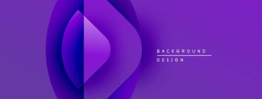 Soyut mor dizayn, üst üste binen şekiller, gradyanlar. Modern estetik, arka planlar ve sunumlar için uygun. Minimalist stil.