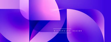 Soyut geometrik şekiller, canlı mor renkler, modern tasarım. Gradyan katmanlar dinamik görsel doku yaratır. Dijital projeler için arkaplan ögesi.