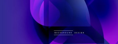 Soyut sıvı şekiller, mor renkler tasarımda baskın. Modern, dinamik kompozisyon görsel ilgi yaratır. Minimalist metin mevcut.