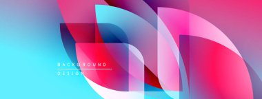 Soyut sıvı şekilleri örtüşür, parlak mavi ve pembe renkler yaratır. Modern tasarım elementleri dinamik hareketi, pürüzsüz geçişleri önerir.