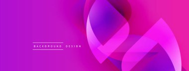 Soyut pembe eğimli arkaplan. Üst üste binen şekiller dinamik görsel efekt yaratır. Modern tasarım elemanları.