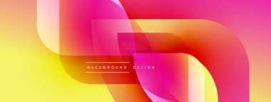 Soyut renkli arkaplan. Üst üste binen şekiller dinamik görsel efekt yaratır. Gradyan geçişler, modern tasarım elementleri.