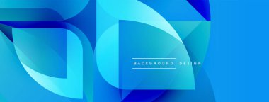 Soyut mavi şekiller örtüşüyor ve dinamik bir değişim etkisi yaratıyor. Modern tasarım arka planlar, pankartlar, sunumlar için uygun.