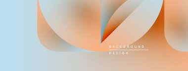 Soyut sıvı şekilleri, turuncu, mavi gradyanlar. Minimalist tasarım, düzgün kıvrımlar, modern estetik. Arkaplan ögeleri derinlik ve doku öneriyor.