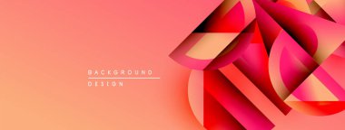 Soyut geometrik şekiller canlı turuncu ve pembe renkleri harmanlarlar. Gradyan arkaplan modern tasarım unsuru yaratır. Minimalist metin ince markalaşma ekler.