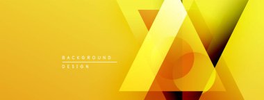 Soyut sarı tasarım, üst üste binen şekiller, gradyanlar. Sancaklar ve sunumlar için modern arka plan uygun. Minimalist estetik.
