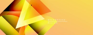 Soyut geometrik şekiller örtüşüyor, canlı turuncu ve sarı renkler yaratıyor. Arkaplanda metin arkaplan tasarımı var. Modern, dinamik kompozisyon.