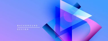 Soyut geometrik şekiller örtüşür, parlak mavi ve mor renkler yaratır. Modern tasarım teknoloji, yenilik, akıcılık öneriyor..