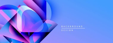 Soyut mavi mor eğimli şekiller dinamik arkaplan oluşturur. Modern tasarım elementleri yenilik ve teknoloji öneriyor.