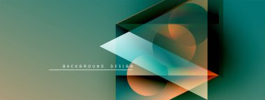 Soyut geometrik şekiller örtüşür, dinamik görsel efekt yaratır. Gradyan renkler harmanlanır, modern arkaplan tasarımı oluşturulur.