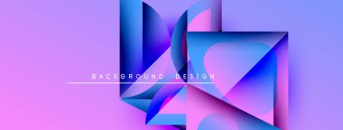 Soyut geometrik şekiller örtüşüyor, canlı mor ve pembe renkler yaratıyor. Arkaplan ve sunumlar için modern tasarım ögesi.
