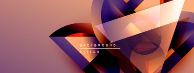 Soyut geometrik şekiller örtüşür, dinamik görsel efekt yaratır. Sıcak renkler serin tonlarla harmanlanır. Modern tasarım elemanları.