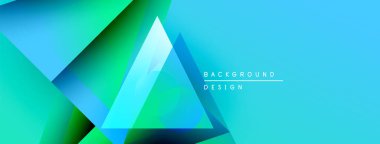 Soyut geometrik şekiller, canlı mavi-yeşil gradyan. Modern tasarım elementleri dinamik görsel efekt yaratır. Arkaplan teknoloji ve yenilik öneriyor.